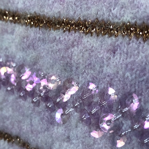 J.Crew Lavender Sequin & Gold Striped Crewneck Sweater - Picture 6 of 7